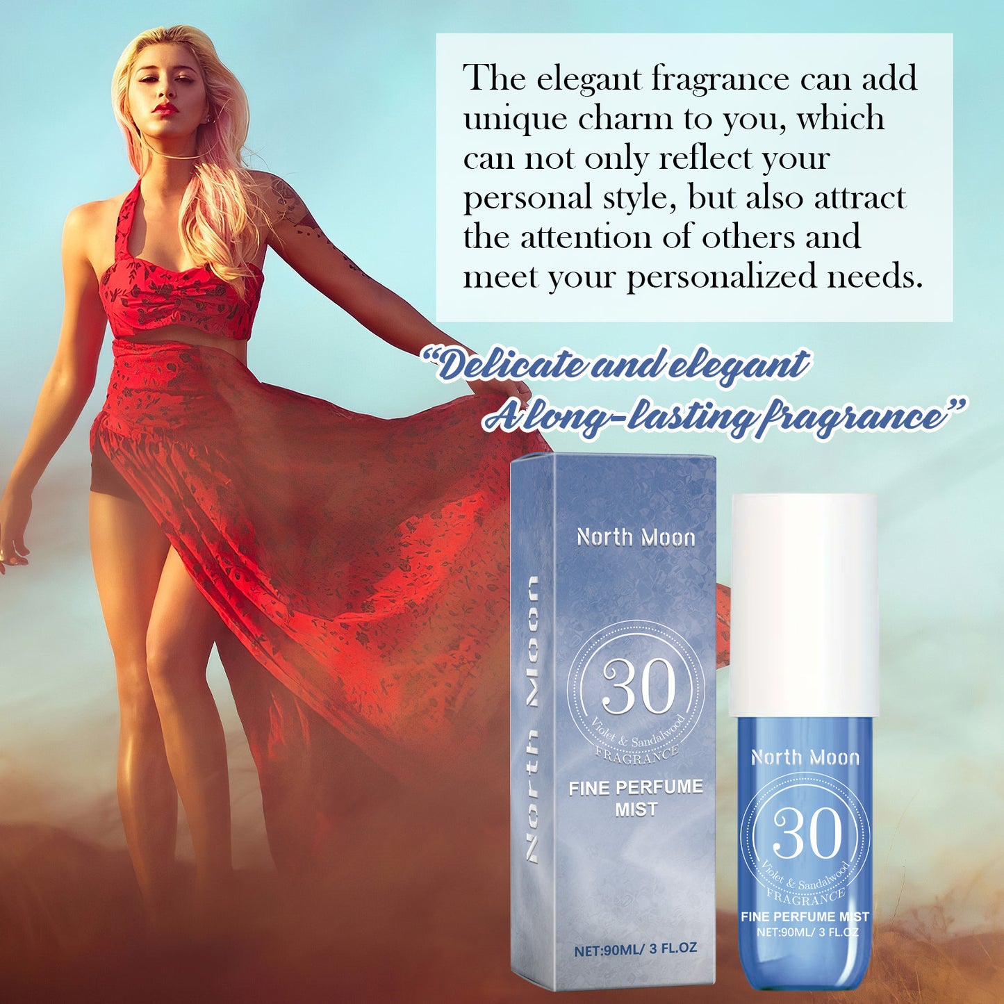 North Moon Fragrance Spray – Long-Lasting Body & Hair Mist for Women, Fresh Dating Perfume