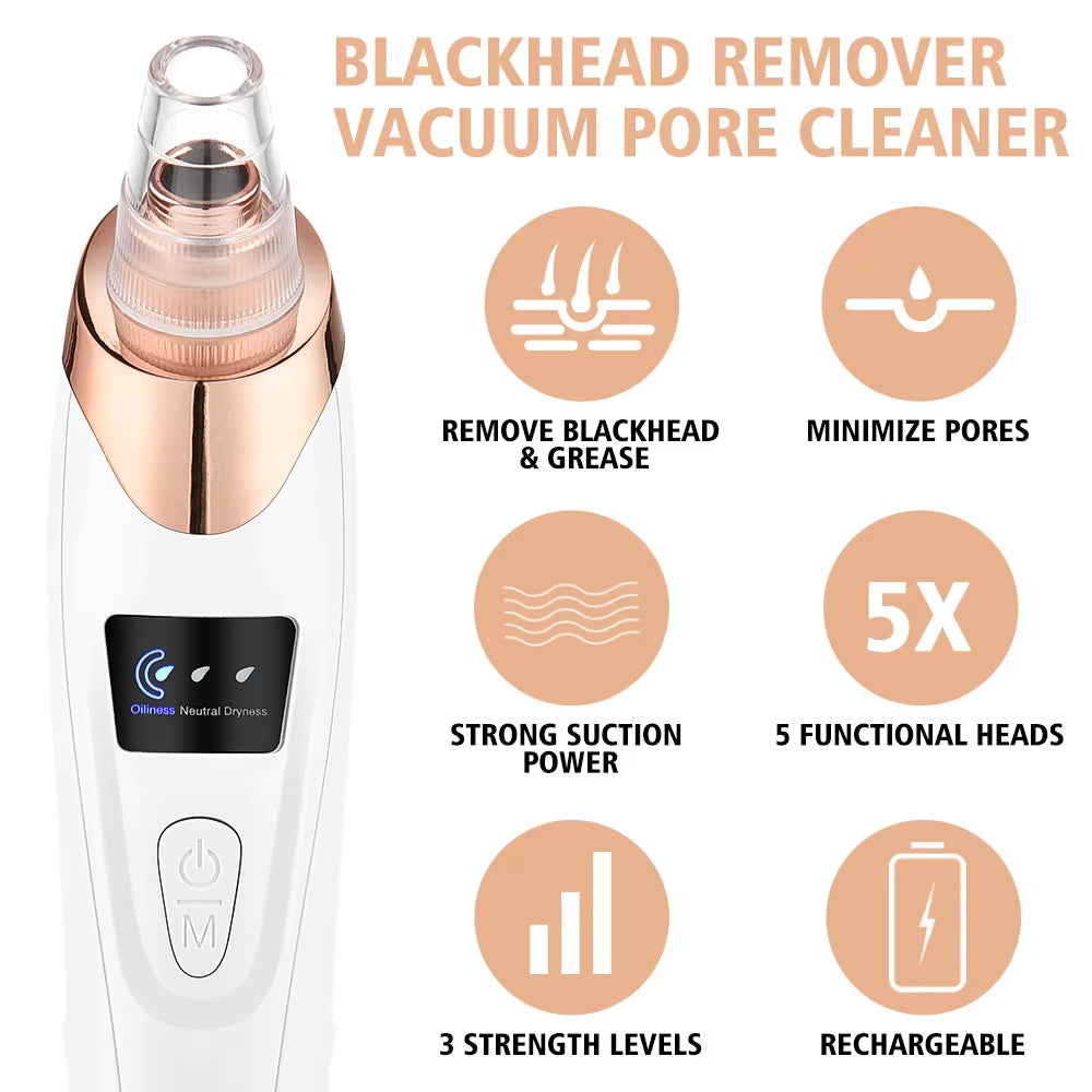 Electric Blackhead Remover – Pimple & Blemish Cleaner, Facial Skin Care Tool Kit