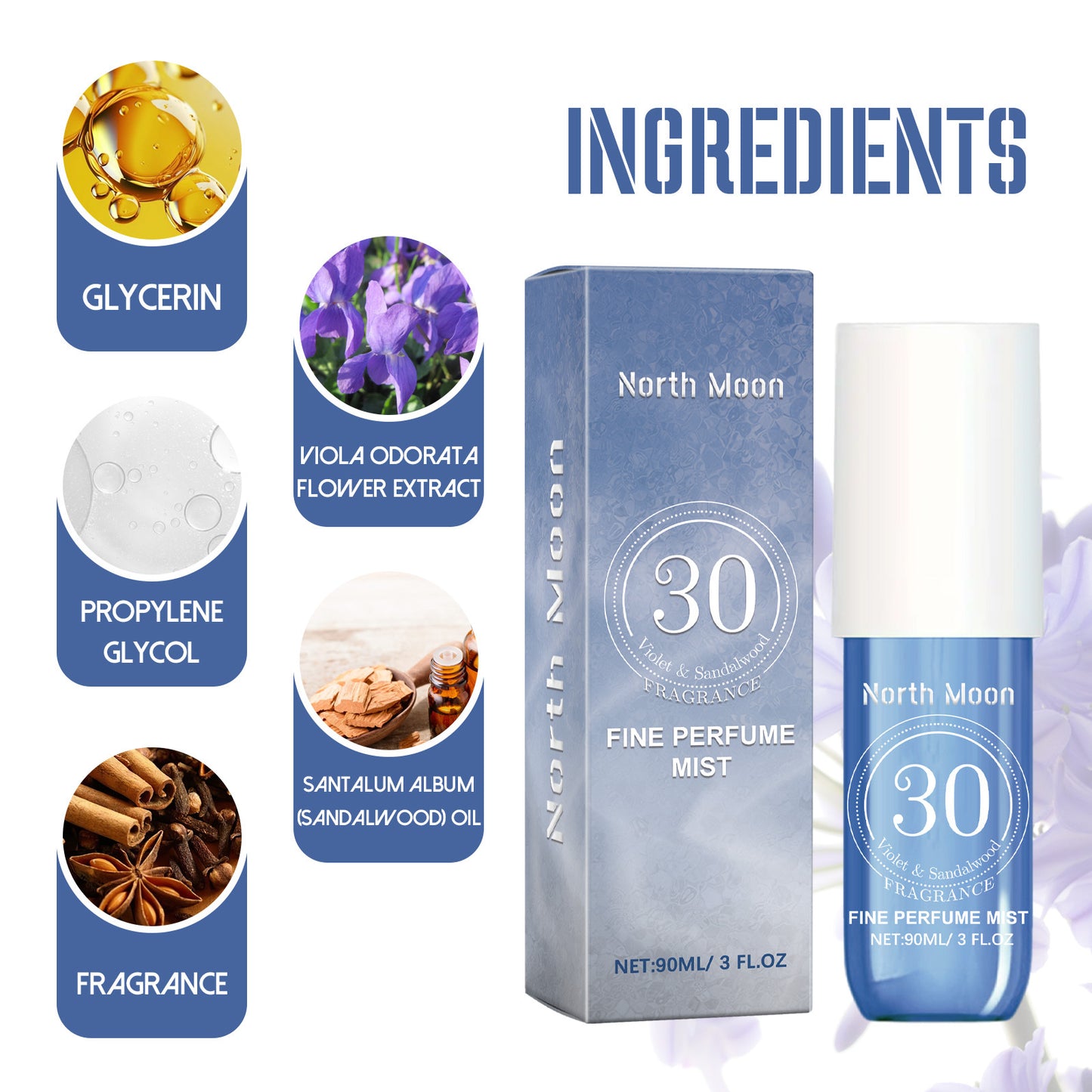 North Moon Fragrance Spray – Long-Lasting Body & Hair Mist for Women, Fresh Dating Perfume