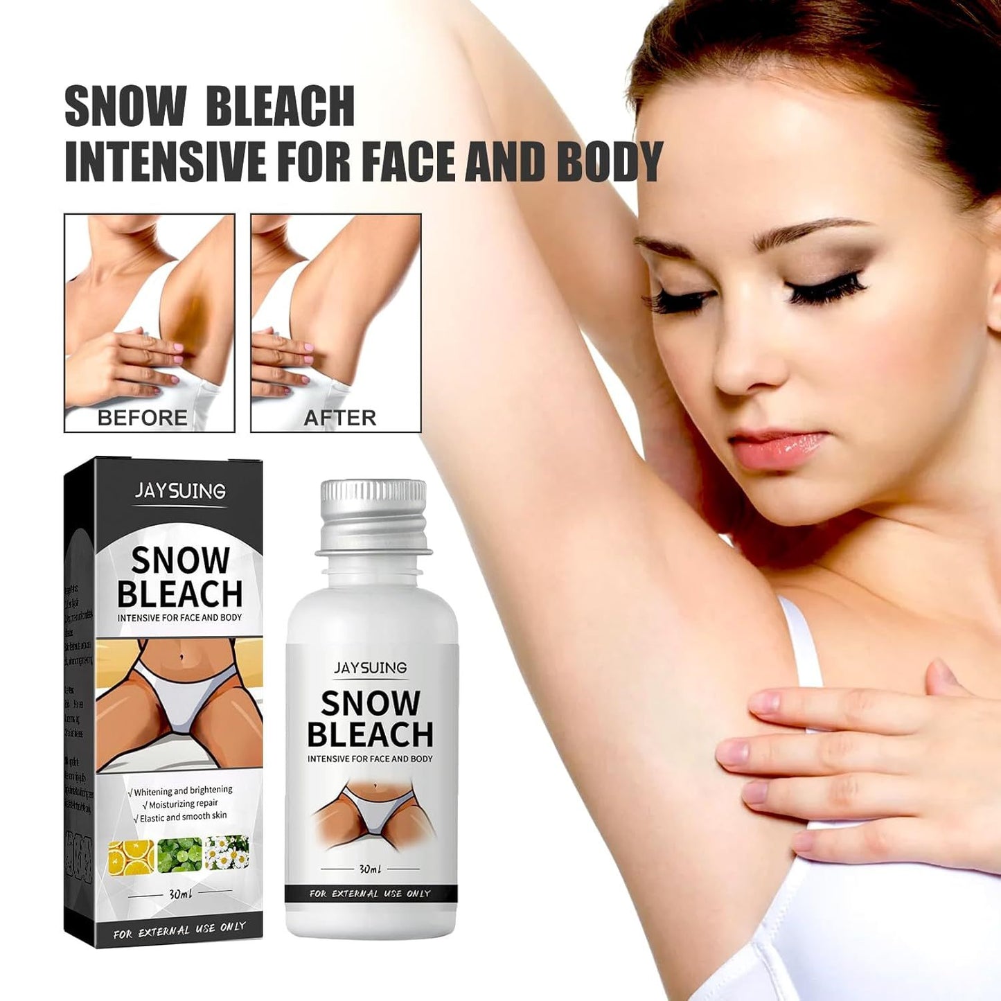 Snow Bleach Cream – Intimate & Underarm Lightening, Dark Spot Remover for Knees, Elbows & Neck