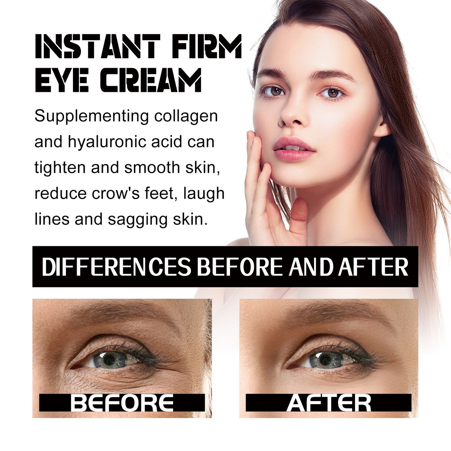 Instant Firming Eye Cream – Tightening Treatment with Hyaluronic Acid, Collagen & Vitamin E