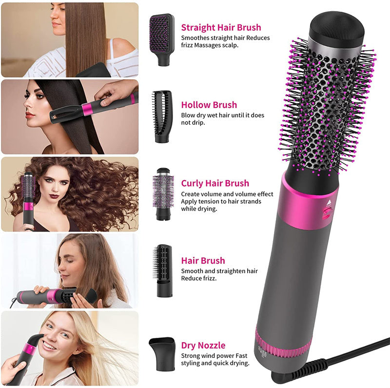 5-in-1 Hair Dryer Brush – Styler, Straightener & Curler | Professional Blowout Tool