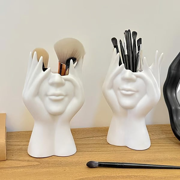 Creative hand-shaped makeup brush holder flower stand